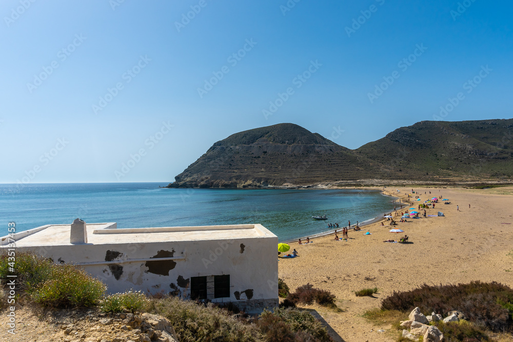 El Playazo de Rodalquilar in Cabo de Gata on a beautiful summer day, Almería. Mediterranean sea, spain