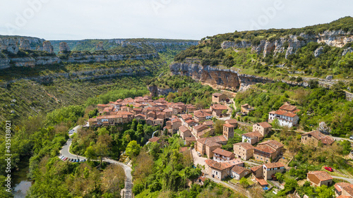 aerial view of orbaneja del castillo medieval town in Burgos province, spain photo