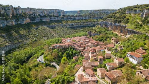 aerial view of orbaneja del castillo medieval town in Burgos province, spain photo