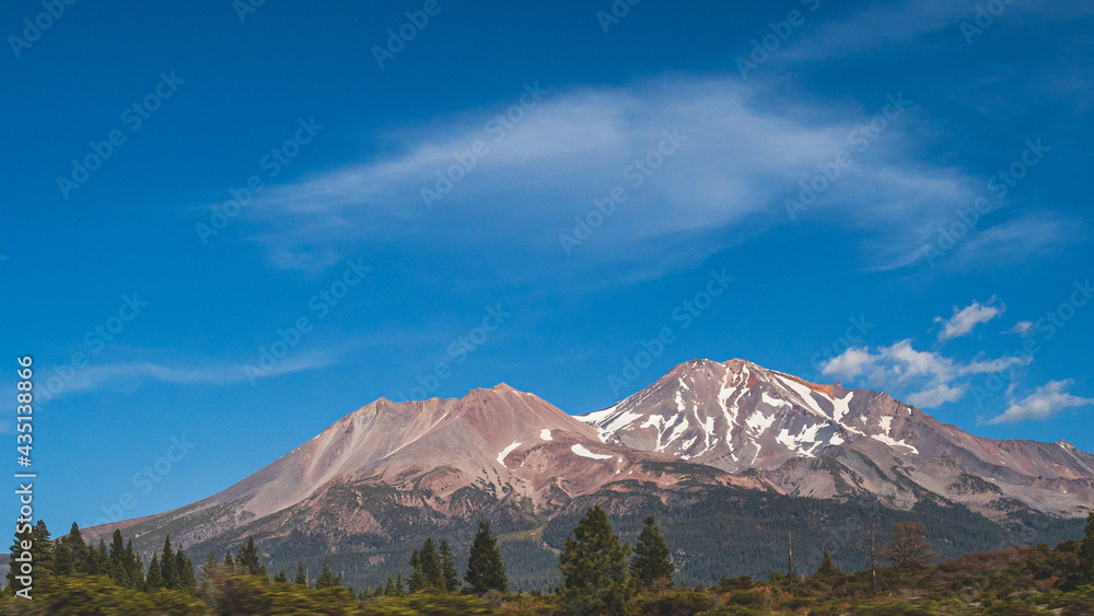 Mt. Shasta California on sunny fall day and blue sky