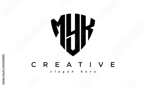 MYK letters creative logo with shield photo