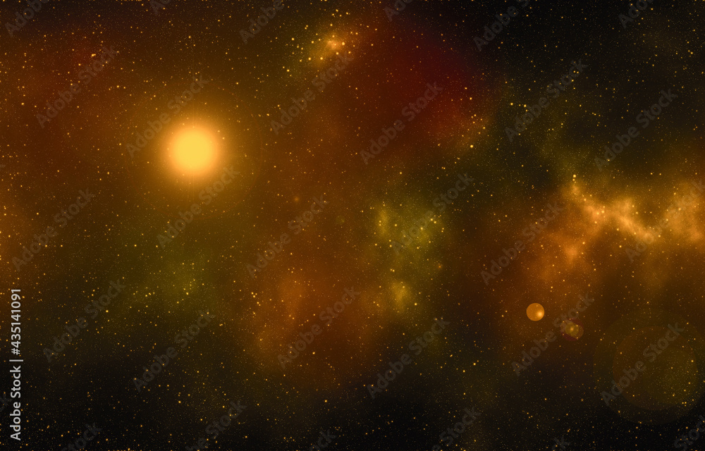 Fototapeta premium Space background with stardust and shining stars. Realistic cosmos and color nebula. Colorful galaxy. 3d illustration 