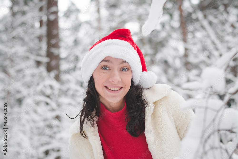 Beautiful girl in christmas clothes having fun Beautiful girl in christmas clothes having fun