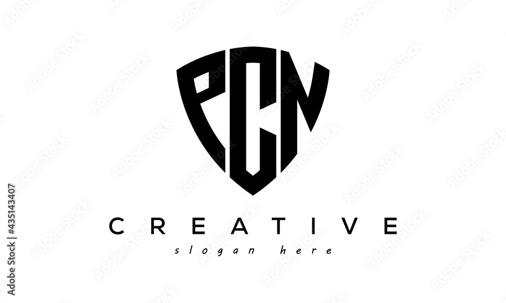 PCN letters creative logo with shield	 - obrazy, fototapety, plakaty 