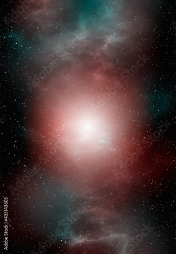 Space background with stardust and shining stars. Realistic cosmos and color nebula. Colorful galaxy. 3d illustration 