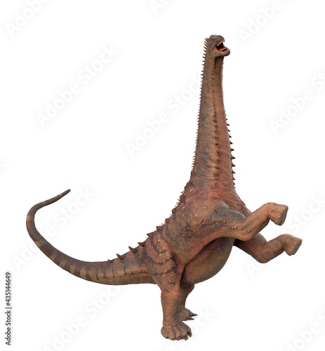 Schilderij op canvas alamosaurus is standing in white background side view