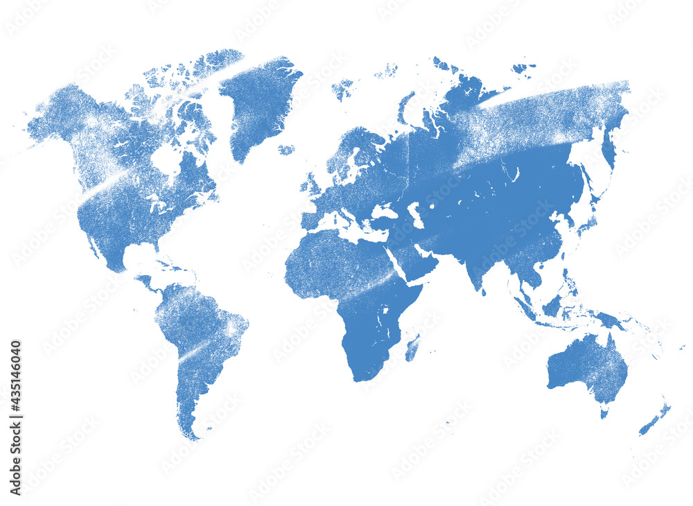 World map illustration in grunge style on white background