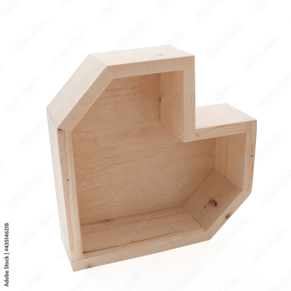 Heart shaped wooden box isolated on white background Heart shaped wooden box isolated on white background