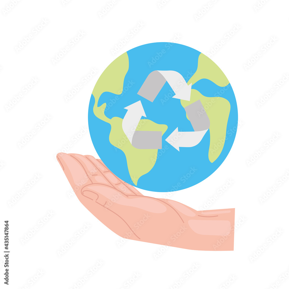 Recycle earth world over hand Recycle earth world over hand