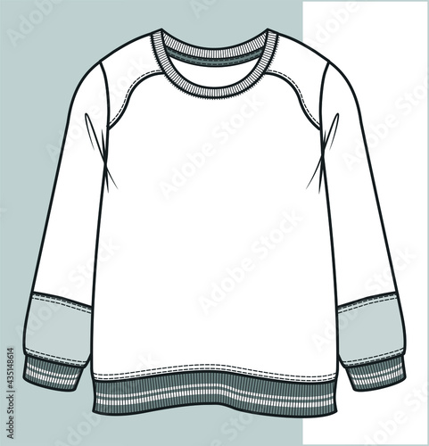 SWEATSHIRT Flat Sketch. Vector sweatshirt for boys. Sweatshirt technical drawing for kids. An isolated sweatshirt sketch in your fashion collection will be a great start.