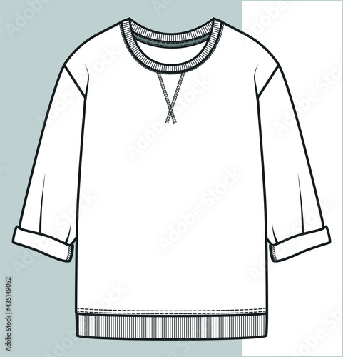 SWEATSHIRT Flat Sketch. Vector sweatshirt for boys. Sweatshirt technical drawing for kids. An isolated sweatshirt sketch in your fashion collection will be a great start.