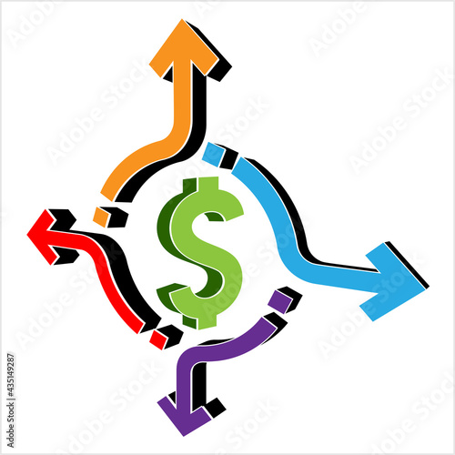 Cash Flow Icon, Money, Currency Flow, Inflow Outflow, Business Economy Activity