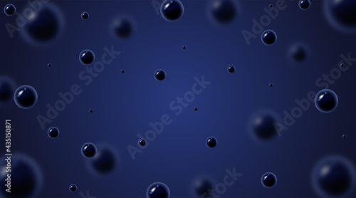 Molecule 3D Abstract spheres Blue balls concept illustration. decoration design or banner background concepts of chemistry research , molecule structure , atoms , science element