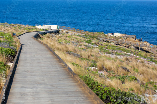 The wooden boardwalk down to to Admirals Arch on Kangaroo Island South Australia on May 8th 2021