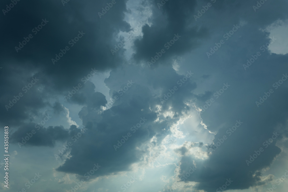 Beautiful sunset sky above clouds with dramatic light