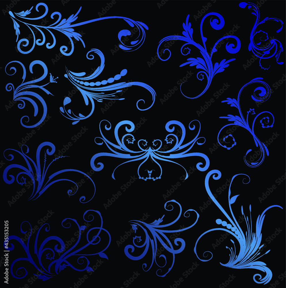 Calligraphic decorative elements with lines Calligraphic decorative elements with lines