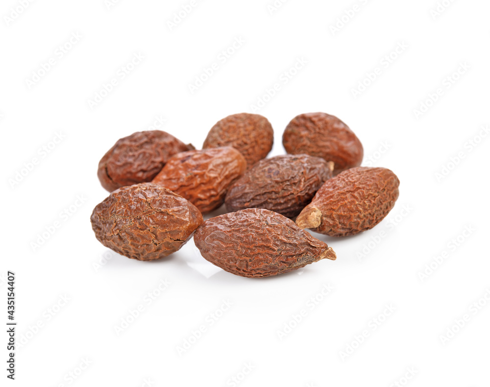 Malva nut (Sterculia lychnophora) isolated on white background Malva nut (Sterculia lychnophora) isolated on white background