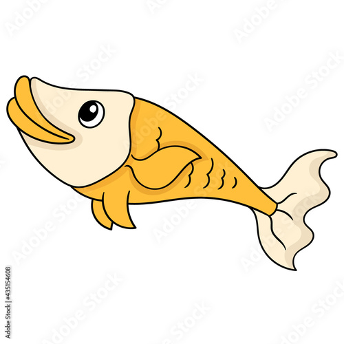 large yellow tilapia fish, doodle icon image kawaii