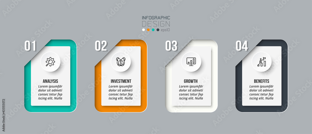 Infographic business template with step or option design. Infographic business template with step or option design.