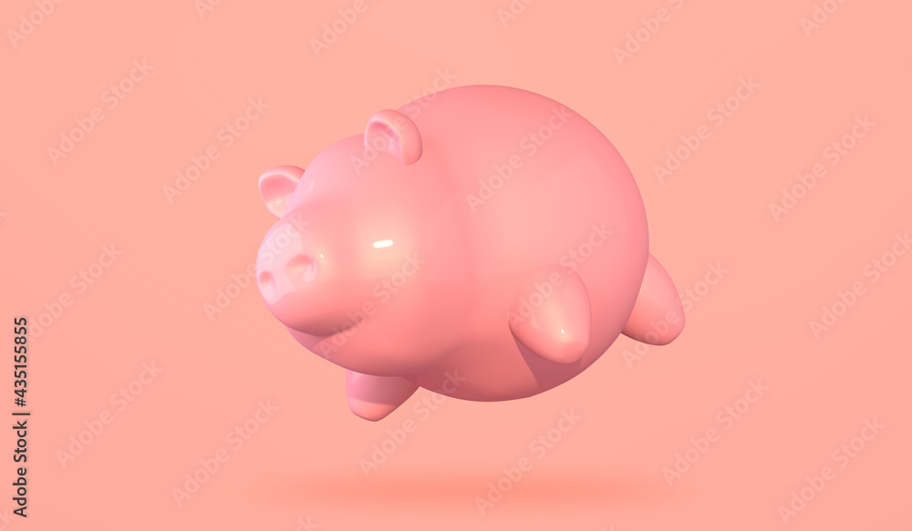 Piggy bank with coins concept 3d illustration 3d render