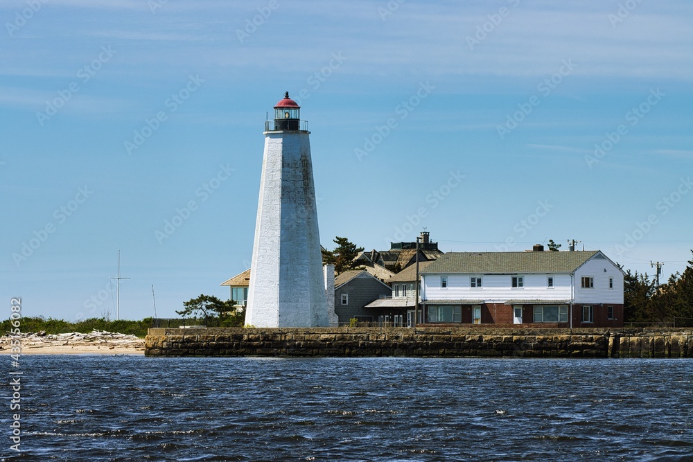 Connecticut river, lighthouse on the coast 