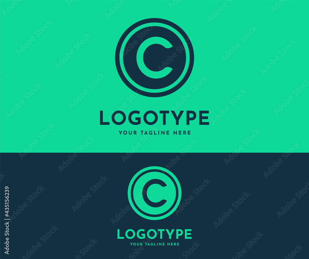 C Letter Design Vector with Circle. Blue and Green colors Logotype design template.	