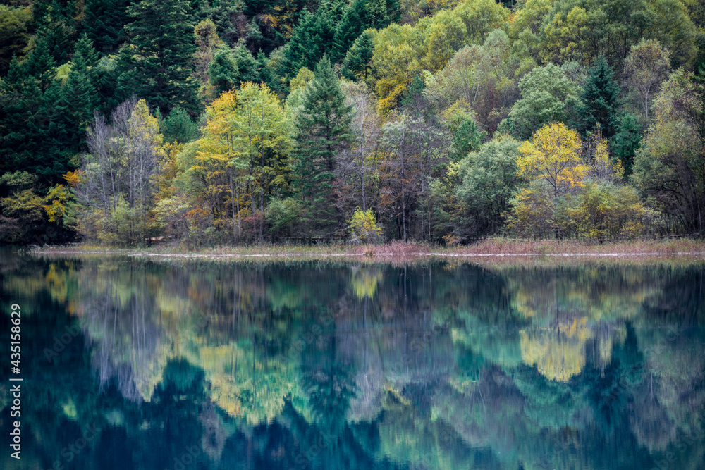 Reflections on Jiuzhaigou _ Jiuzhaigou Valley, Aba Tibet, Sichuan, China Reflections on Jiuzhaigou _ Jiuzhaigou Valley, Aba Tibet, Sichuan, China
