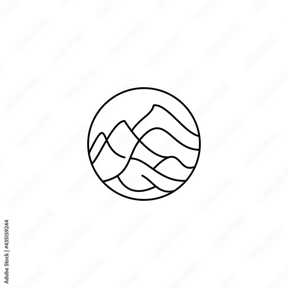 Mountain logo vector in line style. Mountain logo vector in line style.