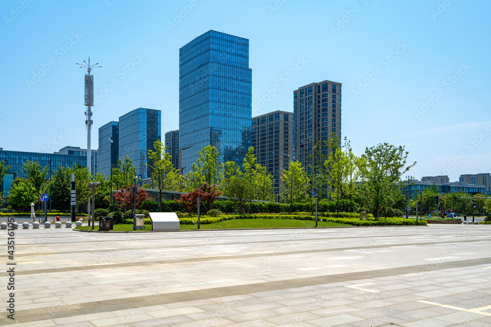 Financial center square and office building in Ningbo, China