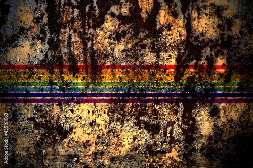 Russia, Russian, Jewish Autonomous Oblast flag on grunge metal background texture with scratches and cracks photo