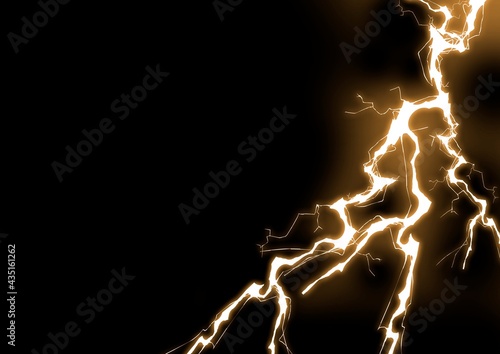 雷 カミナリ　背景 フレーム　グラフィック イラスト　黄色