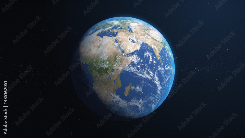 3D Blue Earth on Space