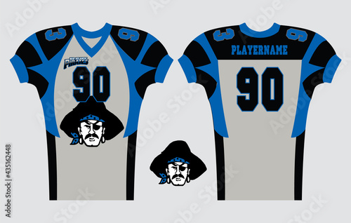 American Football jersey design with an elegant edgy and wild look. Football gear template mockup perfect fit for all sports. The designs that go on casual wear, shirts, fashions apparels, and all kin