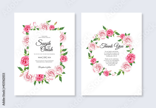Hand painted watercolor floral for wedding card invitation template