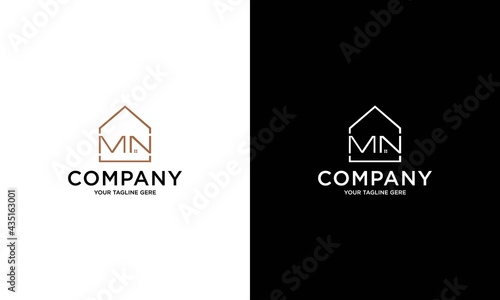 mn logo concept real estate architecture building logo design house logo home construction company logo realty rent logo symbol icon template vector