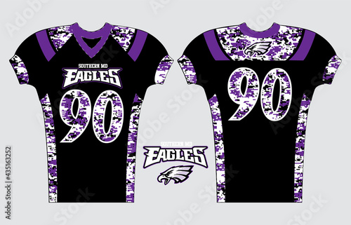 American Football jersey design with an elegant edgy and wild look. Football gear template mockup perfect fit for all sports. The designs that go on casual wear, shirts, fashions apparels, and all kin