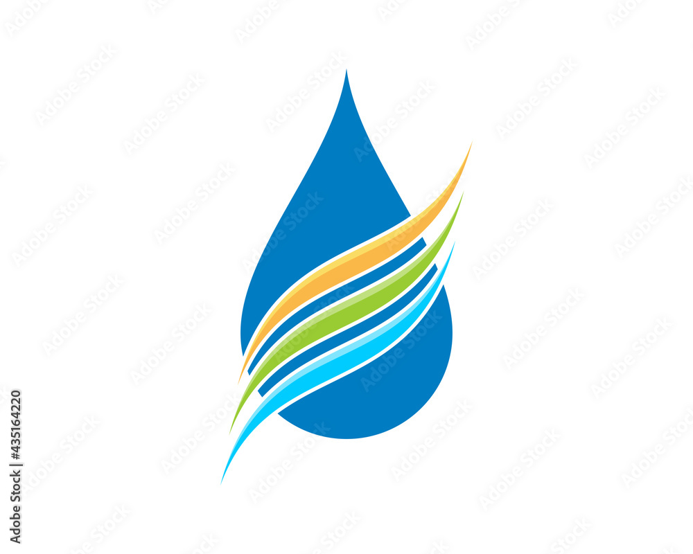 Water droplet with wavy curve inside Water droplet with wavy curve inside