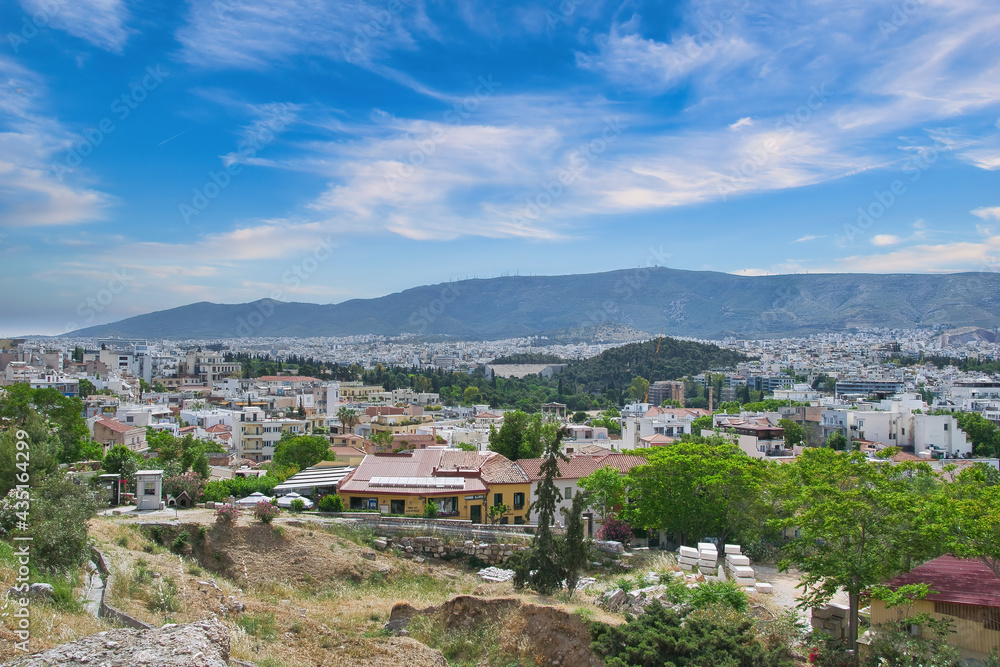 Athena as seen from the Acropolis. Athens, Greece, 5-18-2021
