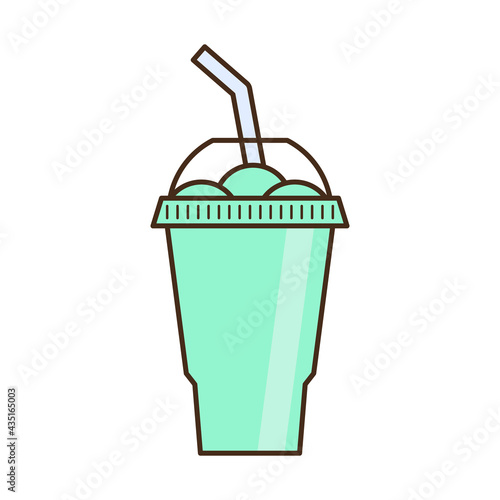 Vector slush drink isolated icon. Cartoon ice cup (Frozen Drink). Emoji clipart drawing of tropical smoothie shake.
