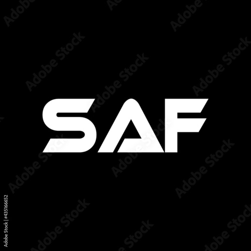 SAF letter logo design with black background in illustrator, vector logo modern alphabet font overlap style. calligraphy designs for logo, Poster, Invitation,