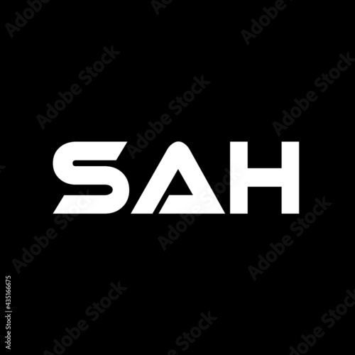SAH letter logo design with black background in illustrator, vector logo modern alphabet font overlap style. calligraphy designs for logo, Poster, Invitation, etc