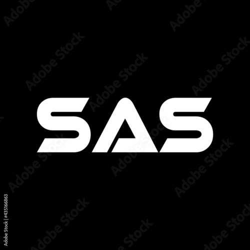 SAS letter logo design with black background in illustrator, vector logo modern alphabet font overlap style. calligraphy designs for logo, Poster, Invitation, etc