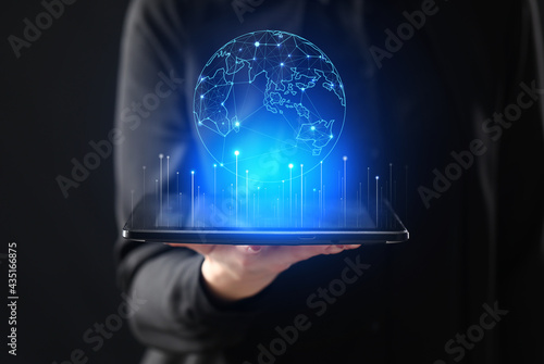 Businesswoman with tablet c...