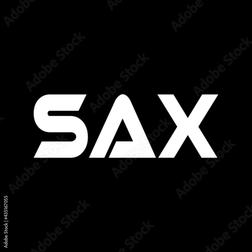 SAX letter logo design with black background in illustrator, vector logo modern alphabet font overlap style. calligraphy designs for logo, Poster, Invitation, etc