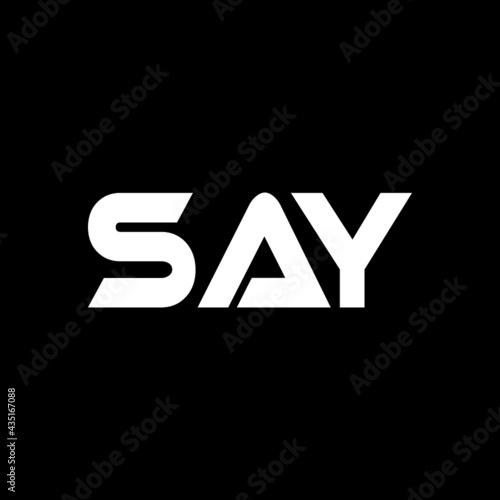 SAY letter logo design with black background in illustrator, vector logo modern alphabet font overlap style. calligraphy designs for logo, Poster, Invitation, etc