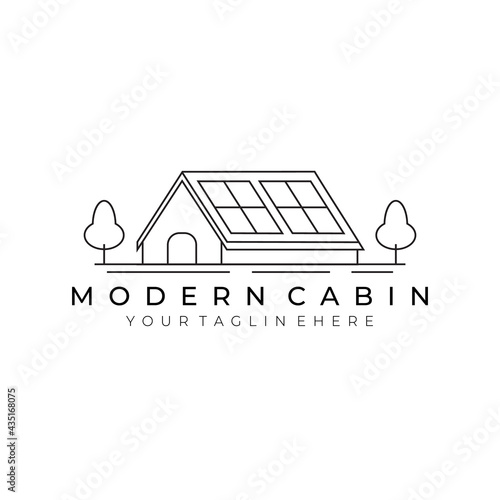 cabin or cottage illustration line art vector design logo. nature outdoor creative camp building minimalist monoline outline linear simple stateroom lodge hut cot shack shed