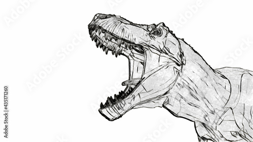 Tyrannosaurus roaring sketch style 3d illustration