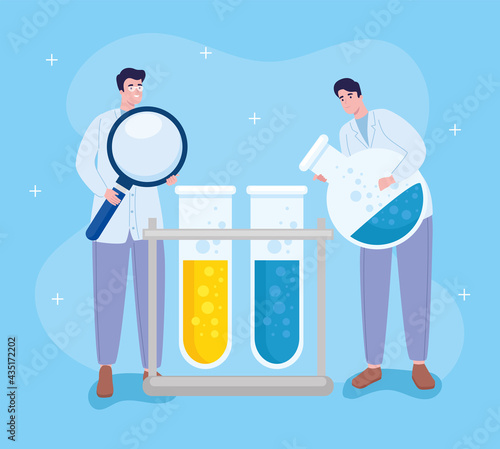 men with flasks and lupe