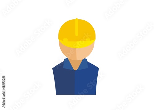 Blue collar worker figure simple flat illustration