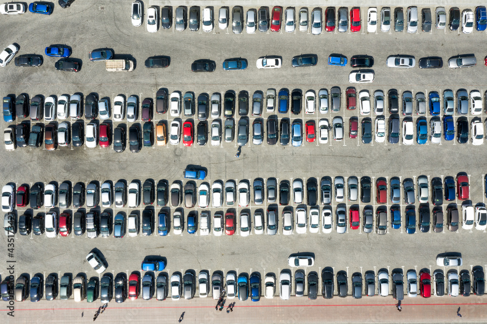 Top view of car parking at day